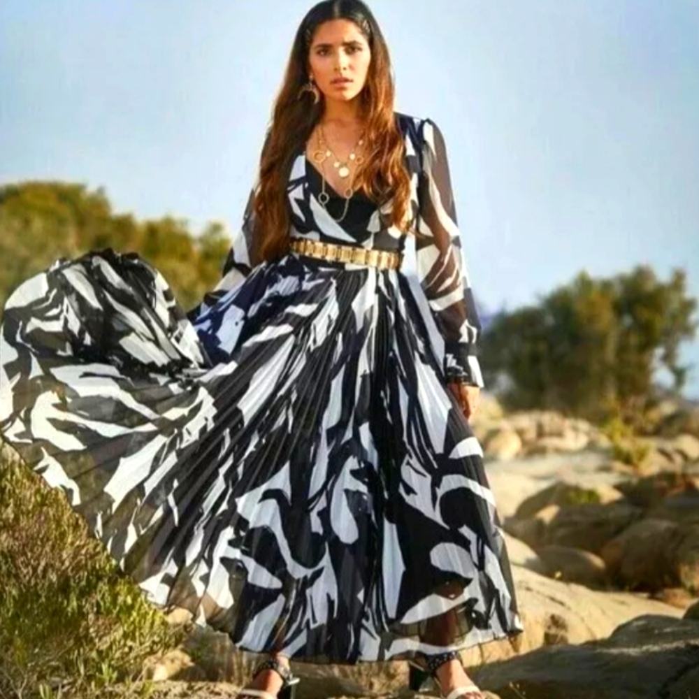 H&M Black and White Wrap Dress